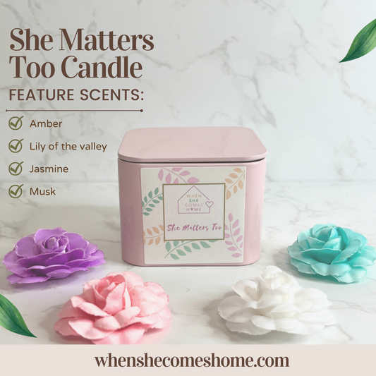 When She Comes Home 8oz Pink Tin Candle Collection